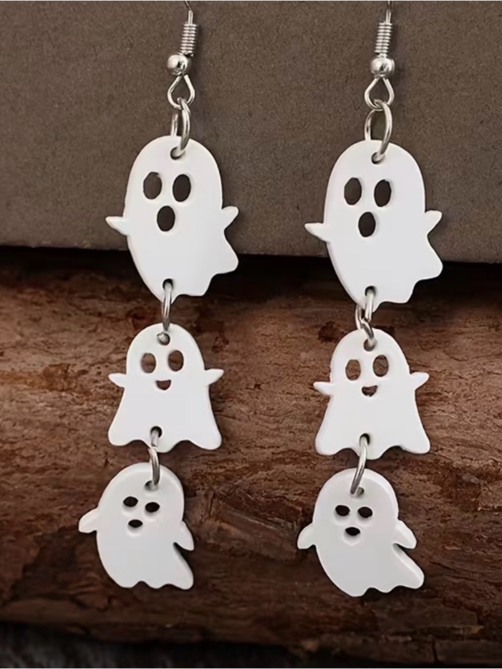 Source Unknown White Ghost Dangle Earrings